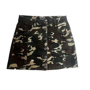 Almost Famous Womens Juniors Button Up Stretch Camo Skirt Sz 9